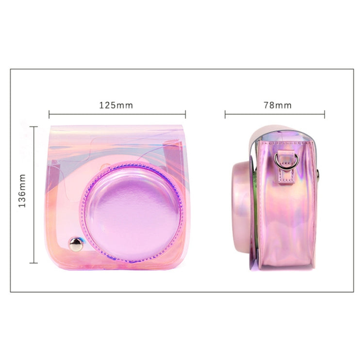 Borsa per fotocamera Richwell in PVC traslucido per Fujifilm Instax Mini 8 8+ 9 Custodia con tracolla sfumata rosa Shell