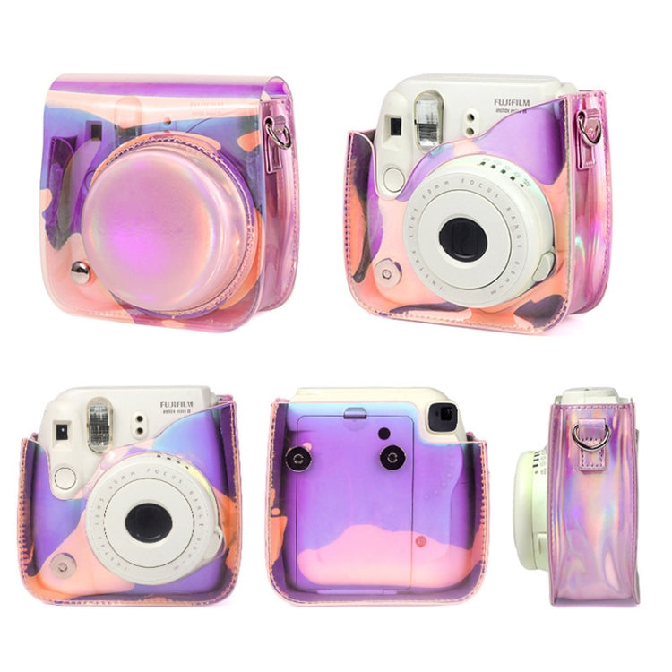 Borsa per fotocamera Richwell in PVC traslucido per Fujifilm Instax Mini 8 8+ 9 Custodia con tracolla sfumata rosa Shell