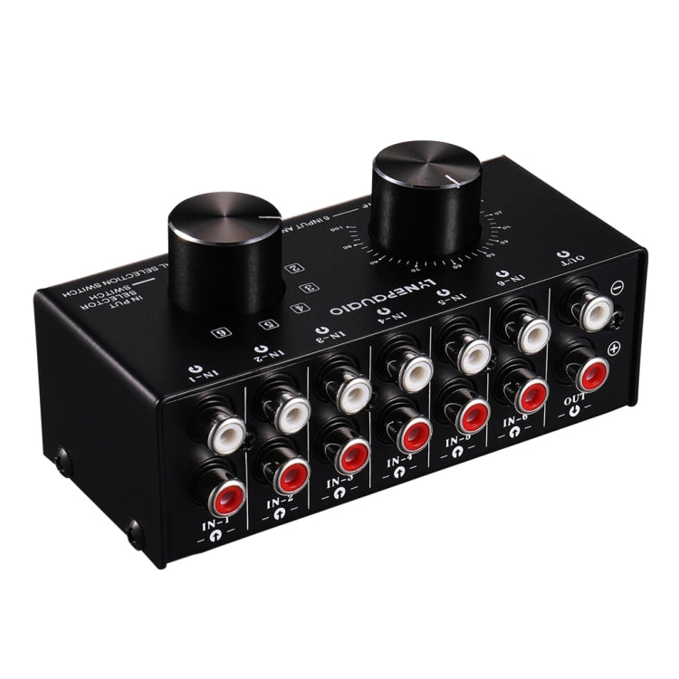 Selettore audio 6 ingressi 1 uscita con controllo volume