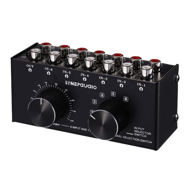 Selettore audio 6 ingressi 1 uscita con controllo volume