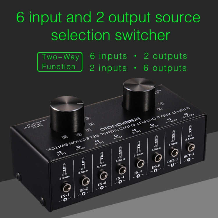 Selettore audio 6 ingressi 2 uscite con interfaccia 3,5 mm