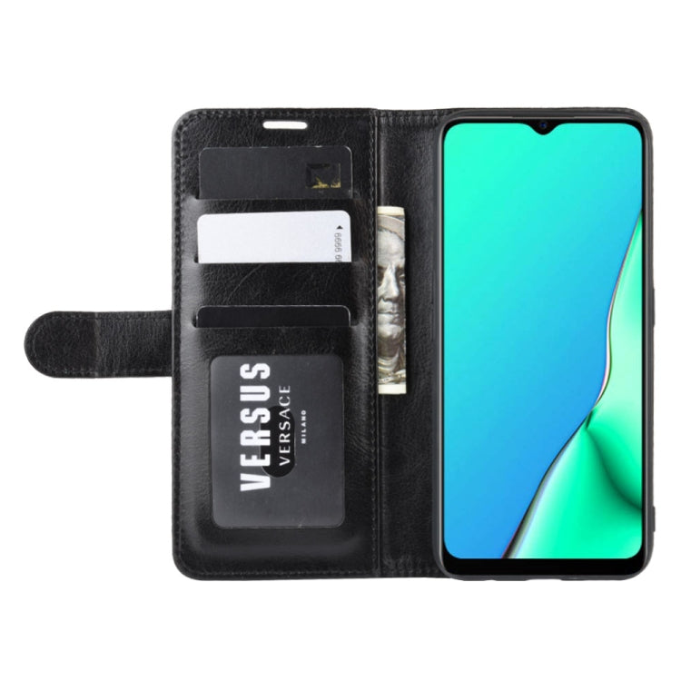 Per OPPO A9 (2020) R64 Texture Custodia in pelle pieghevole orizzontale a piega singola con supporto e slot per schede e portafoglio, For OPPO A9(2020)