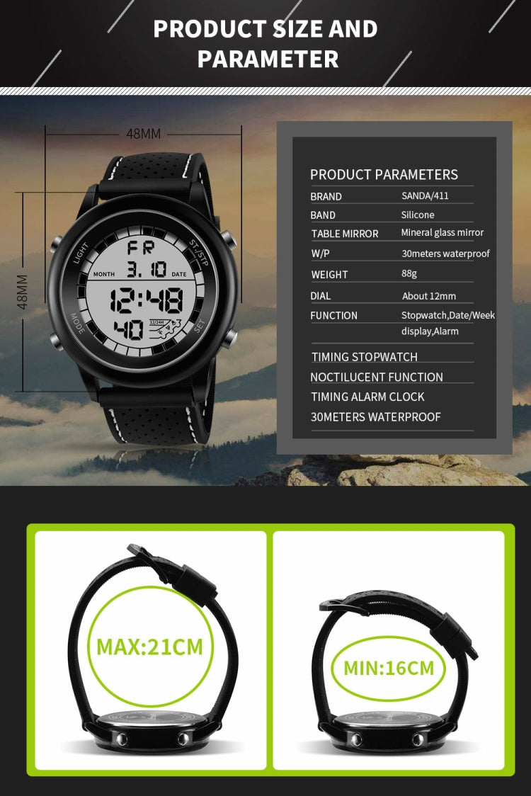 SANDA 411 Orologio digitale multifunzione impermeabile