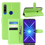 Per Huawei Honor 9X Versione con impronte digitali Litchi Texture Custodia in pelle a vibrazione orizzontale con portafoglio e supporto e slot per schede