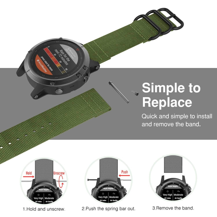 Per cinturino in nylon a tre anelli Garmin Fenix 3/5X universale da 26 mm