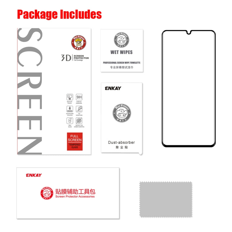 Per XIAOMI MI CC9 Pro / MI Note 10 Global ENKAY Hat-Prince 0,26 mm 9H 3D Pellicola in vetro temperato curvo a schermo intero antideflagrante, For XIAOMI MI CC9 Pro / MI Note 10 Global, For XIAOMI MI CC9 Pro(1pc)