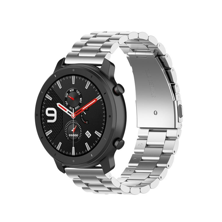 Applicabile a Ticwatch Generation / Moto 360 Second Generation 460 / Samsung Gear S3 / Huawei GT Universal 22mm Acciaio inossidabile Cinturino in metallo Fibbia a farfalla Tre perline, black, gold, rose gold, Silver