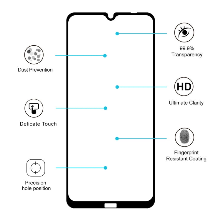 2 PZ ENKAY Hat-prince Full Glue 0.26mm 9H 2.5D Pellicola a copertura totale in vetro temperato, For REDMI Note 8T, For Moto One Marco / Moto G8 Play