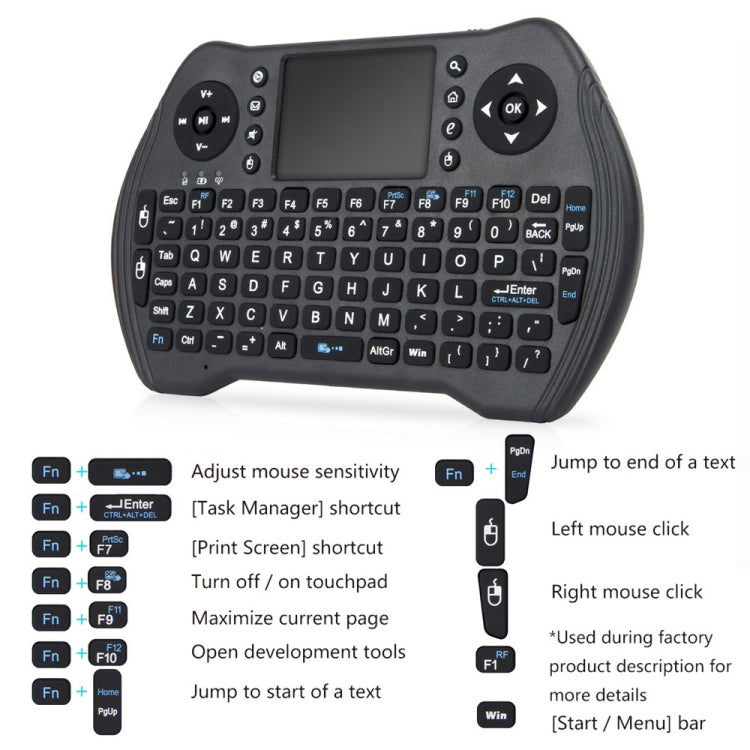 MT10 Fly Air Mouse tastiera wireless 2,4 GHz con touchpad