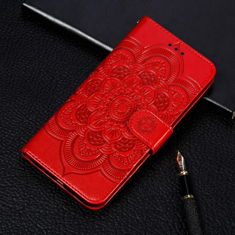 Per Nokia 7.2 Custodia in pelle con motivo a goffratura Mandala orizzontale con supporto e slot per schede e portafoglio e cornice per foto e cordino