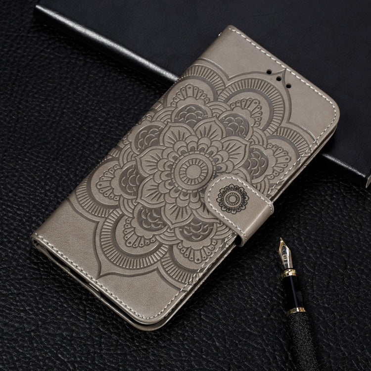 Per Nokia 7.2 Custodia in pelle con motivo a goffratura Mandala orizzontale con supporto e slot per schede e portafoglio e cornice per foto e cordino