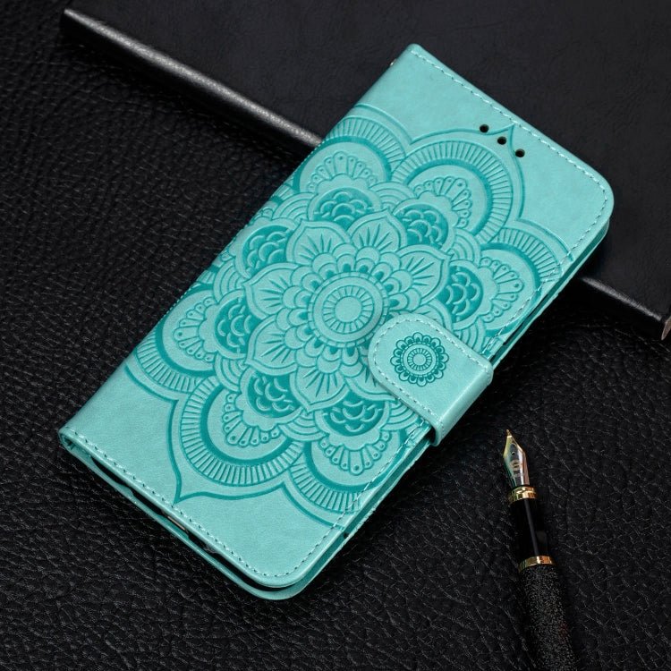Per Nokia 7.2 Custodia in pelle con motivo a goffratura Mandala orizzontale con supporto e slot per schede e portafoglio e cornice per foto e cordino