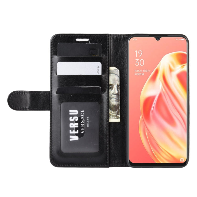 Per OPPO A91 R64 Texture Custodia in pelle PU a vibrazione orizzontale singola con supporto e slot per schede e portafoglio e cornice per foto, For OPPO A91