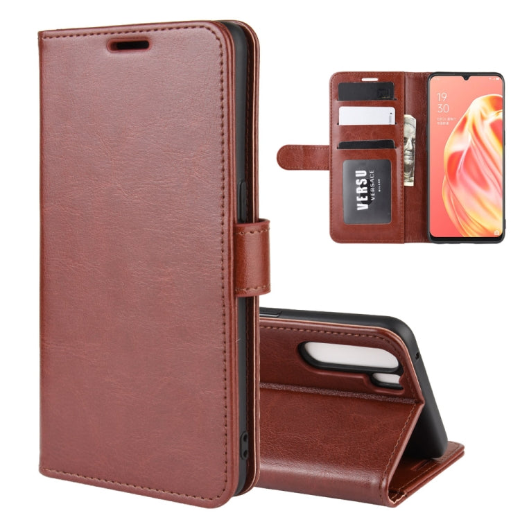 Per OPPO A91 R64 Texture Custodia in pelle PU a vibrazione orizzontale singola con supporto e slot per schede e portafoglio e cornice per foto, For OPPO A91
