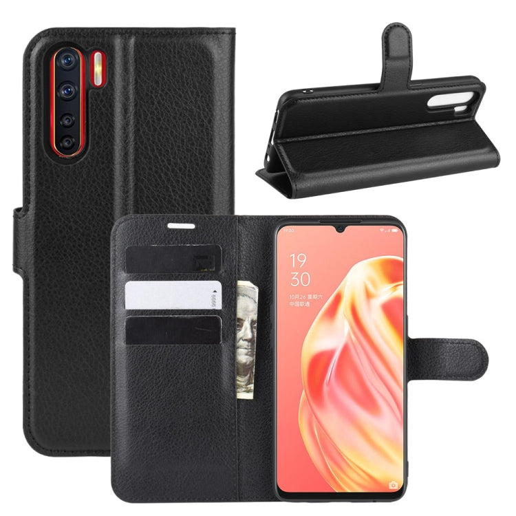 Per OPPO A91 Custodia in pelle PU con vibrazione orizzontale Litchi Texture con supporto e slot per schede e portafoglio, For OPPO A91