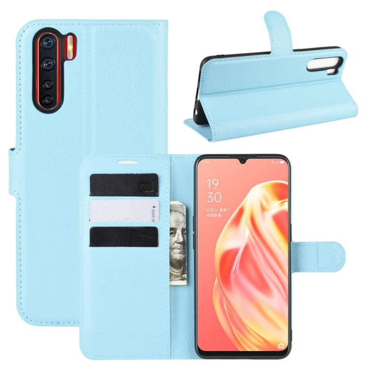 Per OPPO A91 Custodia in pelle PU con vibrazione orizzontale Litchi Texture con supporto e slot per schede e portafoglio, For OPPO A91