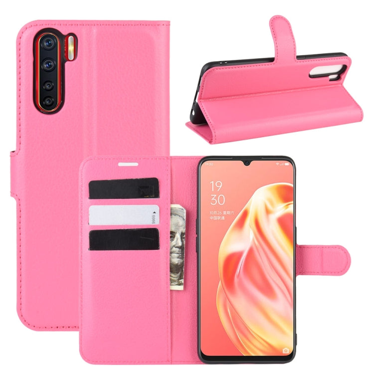 Per OPPO A91 Custodia in pelle PU con vibrazione orizzontale Litchi Texture con supporto e slot per schede e portafoglio, For OPPO A91