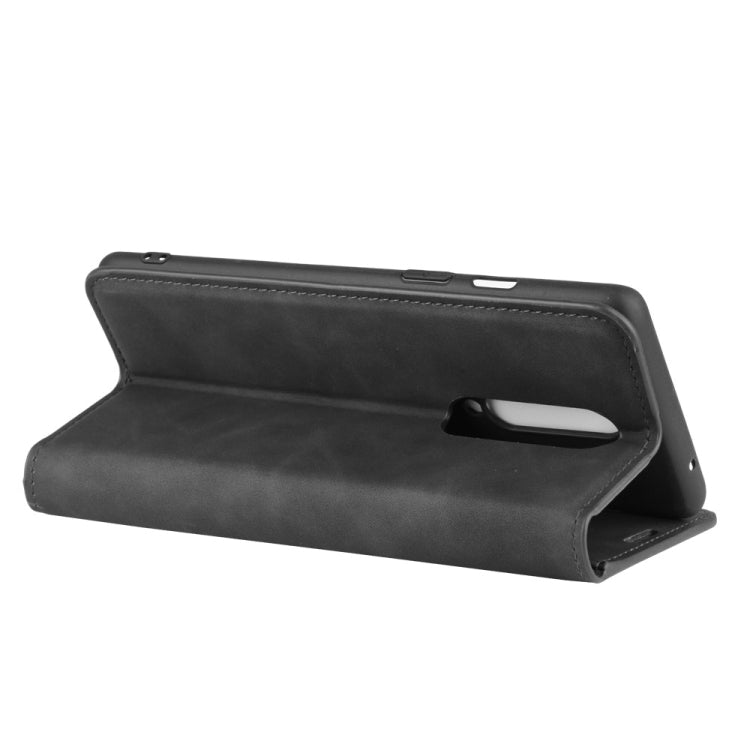 Per OnePlus 8 Custodia in pelle con ventosa magnetica per affari retro-pelle con supporto, slot per carte e portafoglio, For OnePlus 8