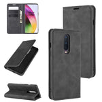 Per OnePlus 8 Custodia in pelle con ventosa magnetica per affari retro-pelle con supporto, slot per carte e portafoglio, For OnePlus 8