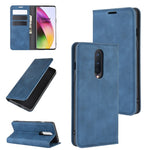 Per OnePlus 8 Custodia in pelle con ventosa magnetica per affari retro-pelle con supporto, slot per carte e portafoglio, For OnePlus 8