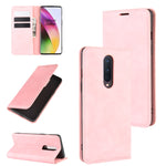 Per OnePlus 8 Custodia in pelle con ventosa magnetica per affari retro-pelle con supporto, slot per carte e portafoglio, For OnePlus 8