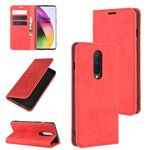 Per OnePlus 8 Custodia in pelle con ventosa magnetica per affari retro-pelle con supporto, slot per carte e portafoglio, For OnePlus 8