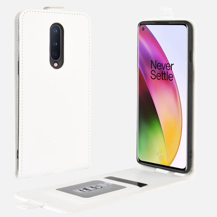 Per OnePlus 8 OnePlus 8 R64 Texture Custodia protettiva in pelle a vibrazione verticale singola con slot per schede e cornice per foto, For OnePlus 8