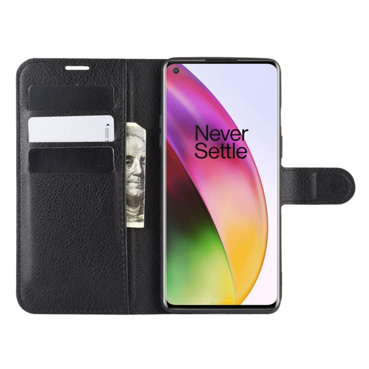 Per OnePlus 8 Litchi Texture Custodia protettiva a vibrazione orizzontale con supporto, slot per schede e portafoglio, For OnePlus 8