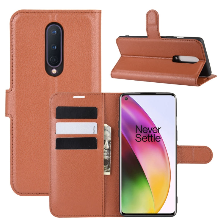 Per OnePlus 8 Litchi Texture Custodia protettiva a vibrazione orizzontale con supporto, slot per schede e portafoglio, For OnePlus 8