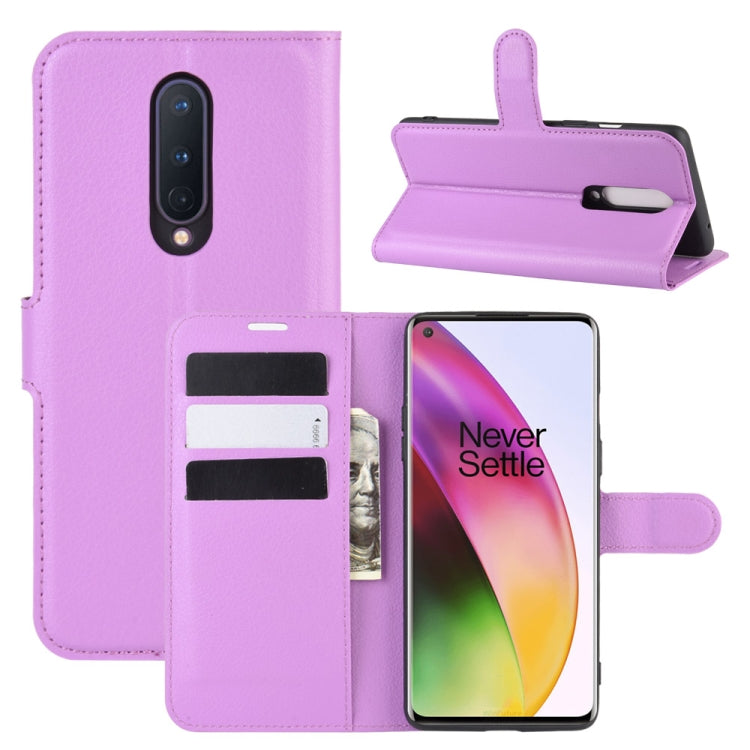 Per OnePlus 8 Litchi Texture Custodia protettiva a vibrazione orizzontale con supporto, slot per schede e portafoglio, For OnePlus 8