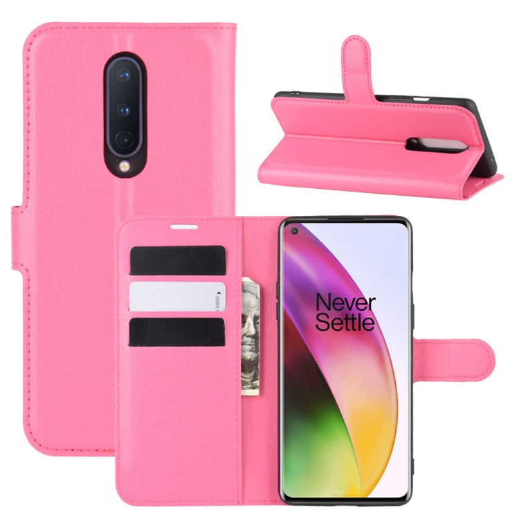 Per OnePlus 8 Litchi Texture Custodia protettiva a vibrazione orizzontale con supporto, slot per schede e portafoglio, For OnePlus 8