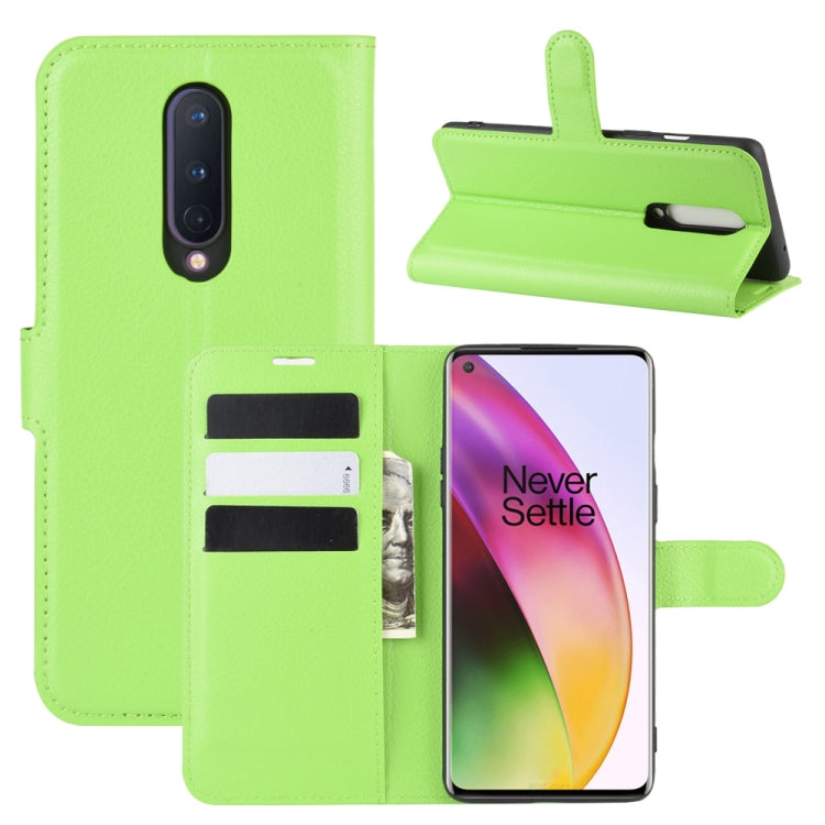 Per OnePlus 8 Litchi Texture Custodia protettiva a vibrazione orizzontale con supporto, slot per schede e portafoglio, For OnePlus 8