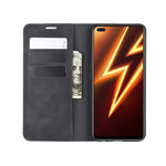 Per OPPO Realme 6 Pro Custodia in pelle con ventosa magnetica per affari retro-pelle con supporto e slot per schede e portafoglio, For OPPO Realme 6 Pro