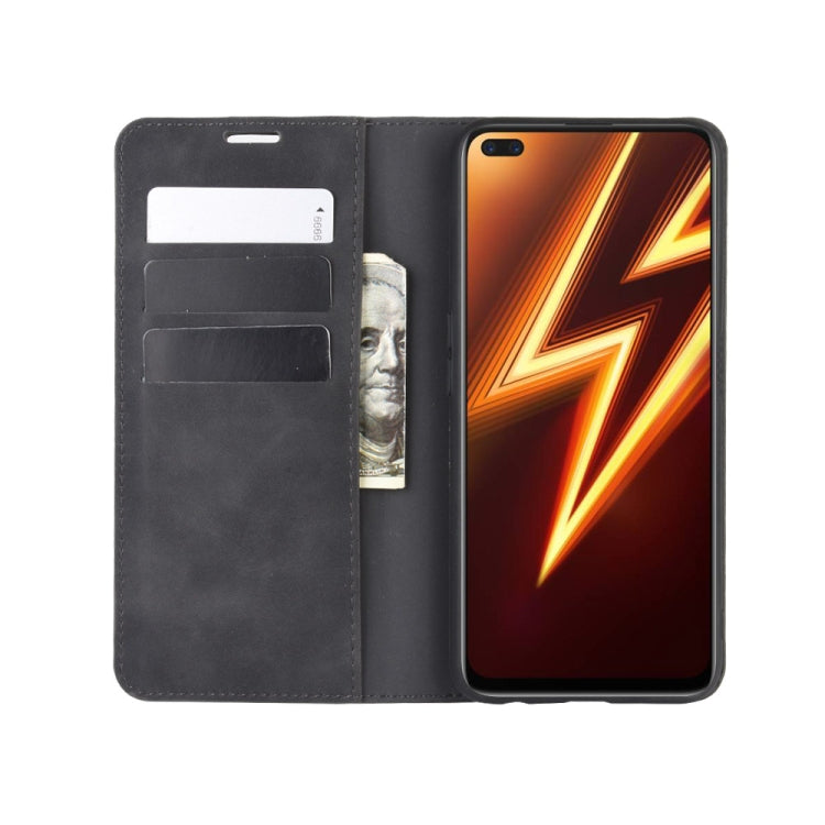 Per OPPO Realme 6 Pro Custodia in pelle con ventosa magnetica per affari retro-pelle con supporto e slot per schede e portafoglio, For OPPO Realme 6 Pro