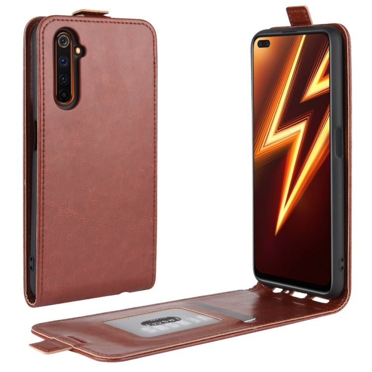 Per OPPO Realme 6 Pro R64 Texture Custodia protettiva in pelle a vibrazione verticale singola con slot per schede e cornice per foto