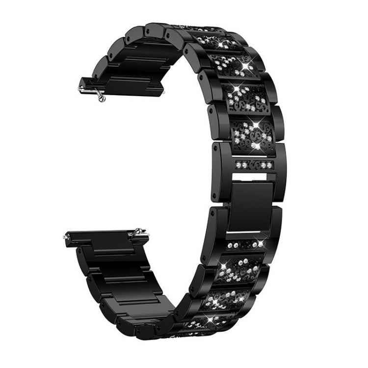 Per Huami 1/Huami 2/Ticwatch1/Ticwatch Pro/Samsung Galaxy Watch 46mm/Samsung S3/Huawei Watch2 Pro/Huawei GT/Huawei Glory Magic Full Diamond Modelli con inserto in metallo Cinturino universale da 22 mm, Black, Silver, Gold, Rose Gold