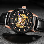 Orologio meccanico uomo automatico con cinturino in pelle