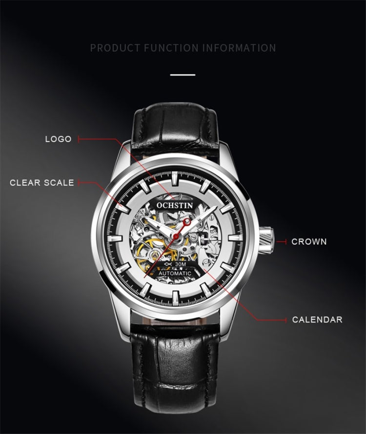 Orologio meccanico uomo automatico con cinturino in pelle