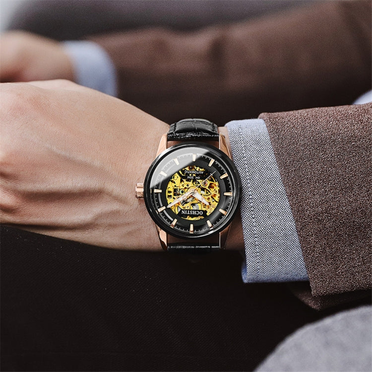Orologio meccanico uomo automatico con cinturino in pelle