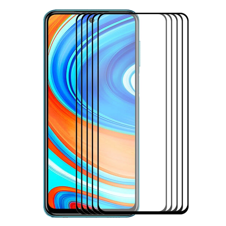5 PZ ENKAY Hat-Prince Full Glue 0.26mm 9H 2.5D Pellicola a copertura totale in vetro temperato, For Xiaomi Redmi K30/K30 Pro, For Xiaomi Redmi Note 9/Note 9 Pro