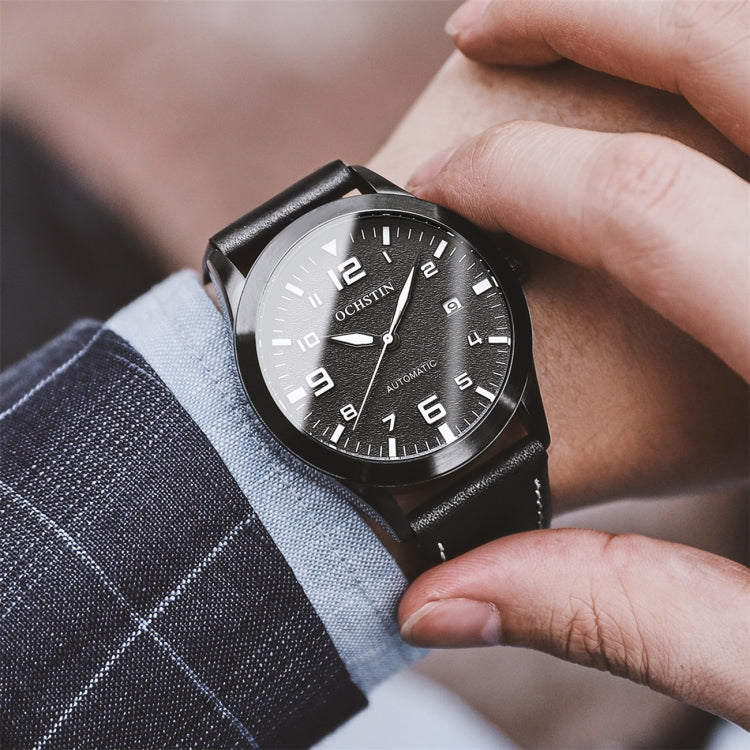 Orologio meccanico uomo con calendario e cinturino in pelle