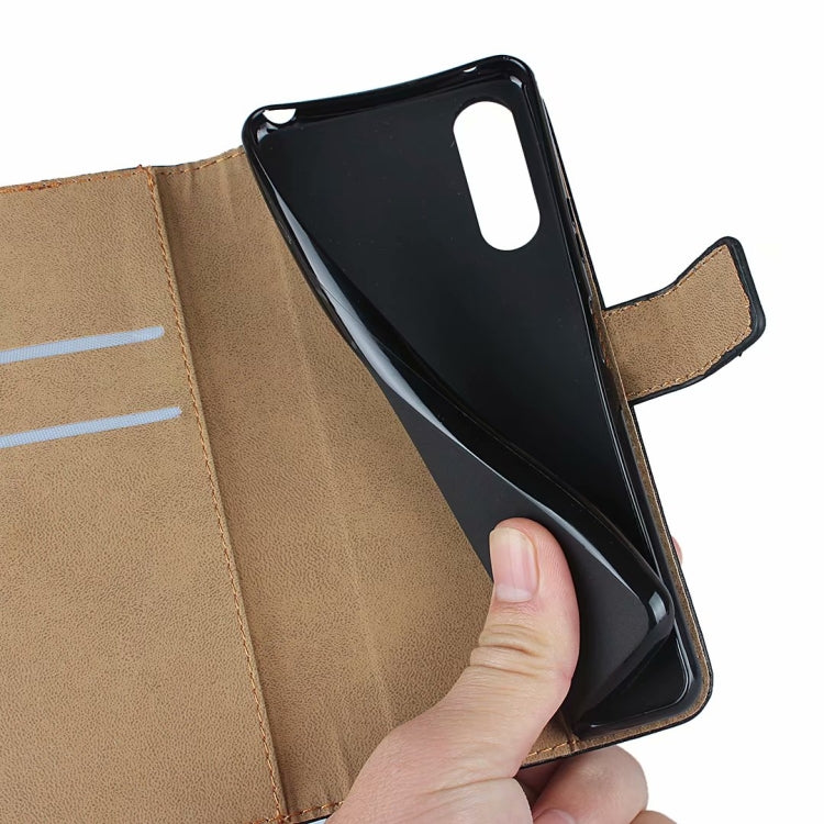 Per Sony Xperia 10 II fondina orizzontale in pelle con chiusura magnetica e staffa e slot per schede e portafoglio