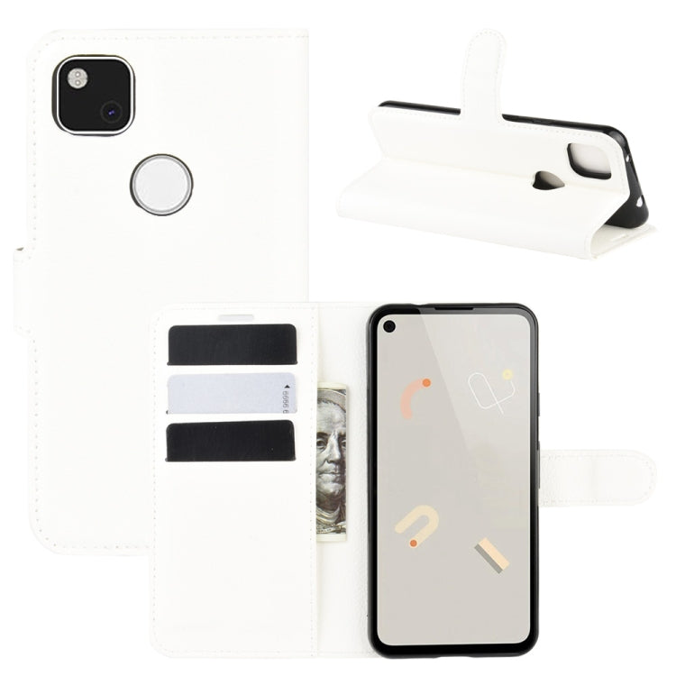 Per Google Pixel 4a Litchi Texture Custodia protettiva a vibrazione orizzontale con supporto, slot per schede e portafoglio, For Google Pixel 4a