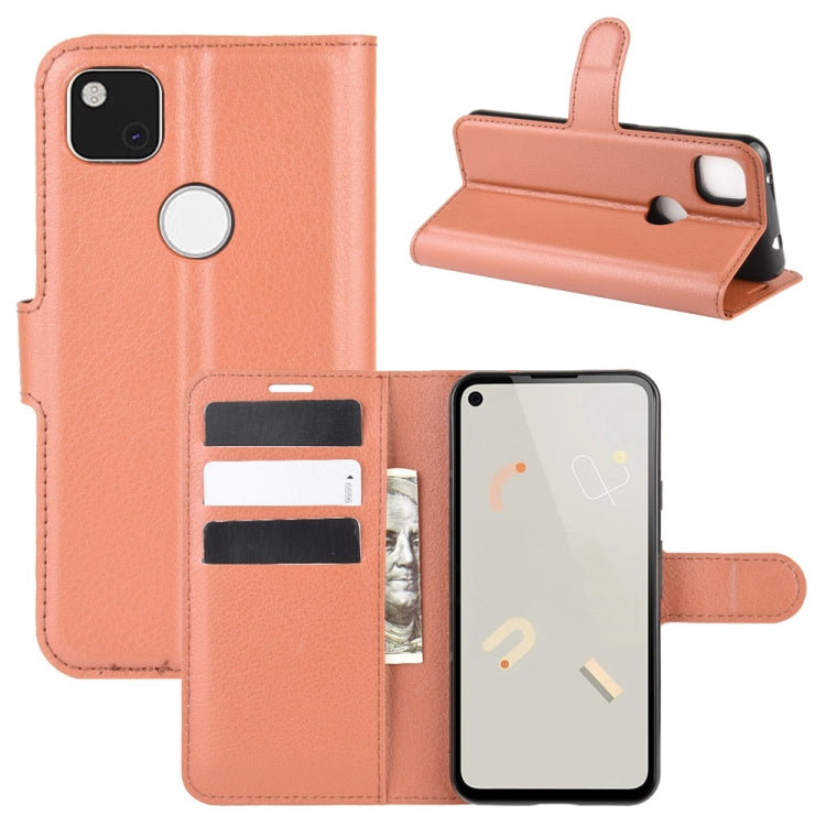 Per Google Pixel 4a Litchi Texture Custodia protettiva a vibrazione orizzontale con supporto, slot per schede e portafoglio, For Google Pixel 4a