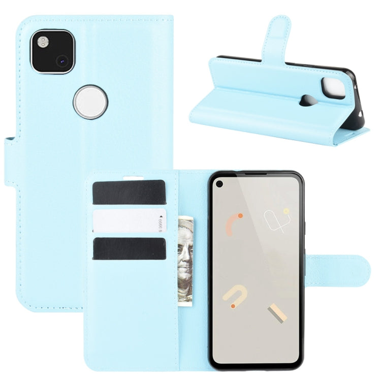 Per Google Pixel 4a Litchi Texture Custodia protettiva a vibrazione orizzontale con supporto, slot per schede e portafoglio, For Google Pixel 4a