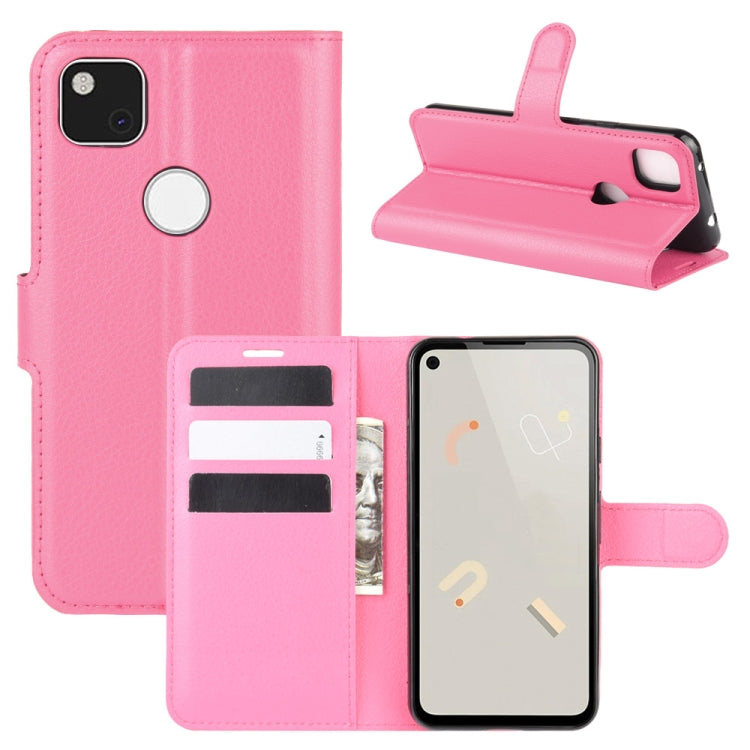Per Google Pixel 4a Litchi Texture Custodia protettiva a vibrazione orizzontale con supporto, slot per schede e portafoglio, For Google Pixel 4a