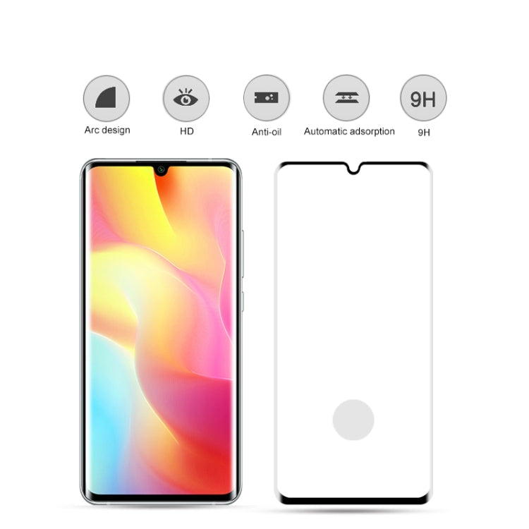 Pellicola in vetro temperato curvo a schermo intero mocolo 0,33 mm 9H 3D, For Xiaomi Note10 Pro / Note10 Lite