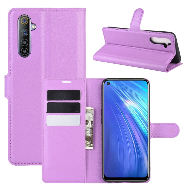 Per OPPO Realme 6 Litchi Texture Custodia protettiva a vibrazione orizzontale con supporto e slot per schede e portafoglio, For OPPO Realme 6, For OPPO  Realme 6
