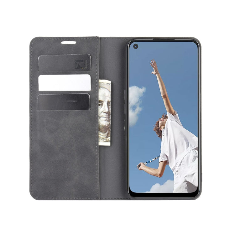Per OPPO A72 Custodia in pelle con ventosa magnetica per affari retro-pelle con supporto e slot per carte e portafoglio, For OPPO A72