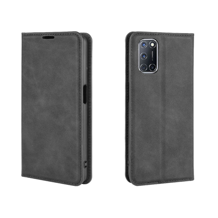 Per OPPO A72 Custodia in pelle con ventosa magnetica per affari retro-pelle con supporto e slot per carte e portafoglio, For OPPO A72